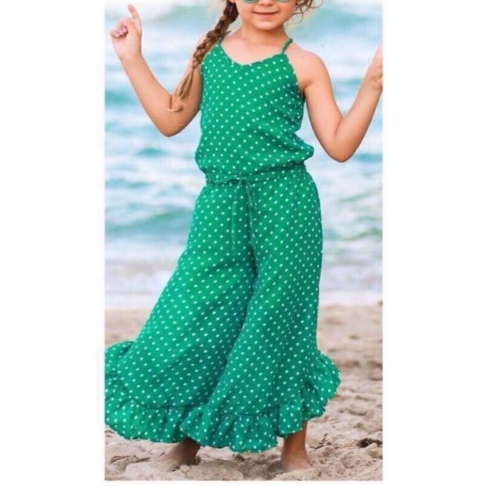 18M Chiffon Green Polka Dot Jumpsuit